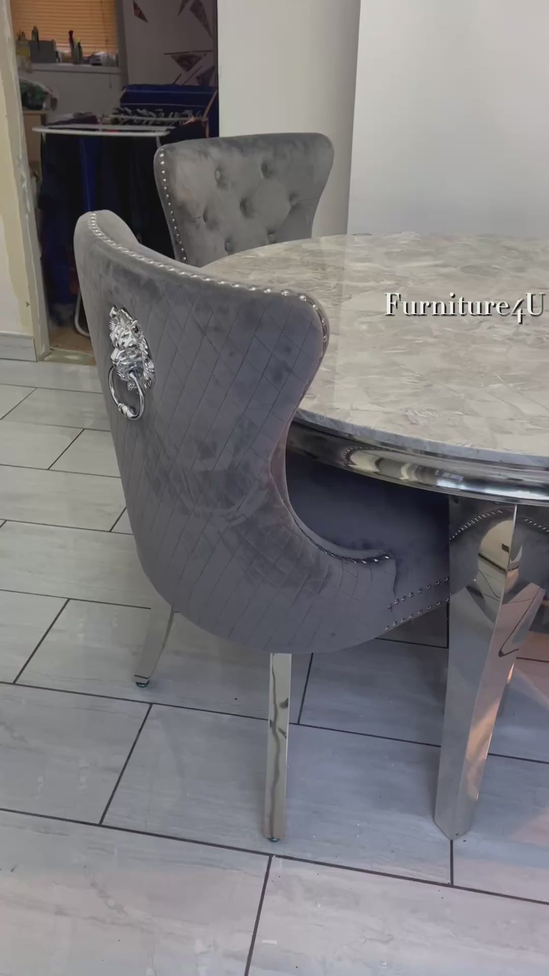 1.3 Grey Marble 4 Mayfair Chairs
